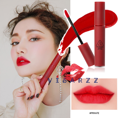 (# Private) 3CE Velvet Lip Tint # Private ลิควิดลิปให้ความรู้สึกเบา ไม่หนักปาก แต่ให้ลุคเป็นเนื้อแมตต์ เรียบเนียนดุจกำมะหยี่ และติดทนทั้งวัน