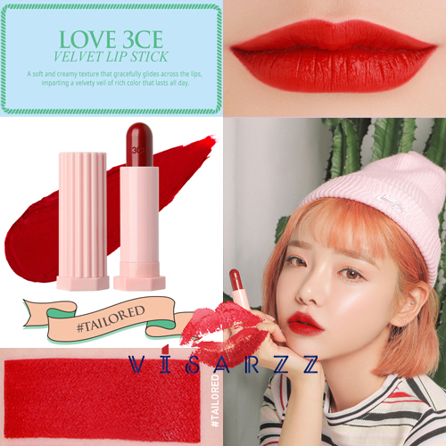 (# Tailored) 3CE Love 3CE Velvet Lipstick 3.5g ลิปสติกรุ่นใหม่ล่าสุด แพคเกจน่ารัก สีสวยสดใส
