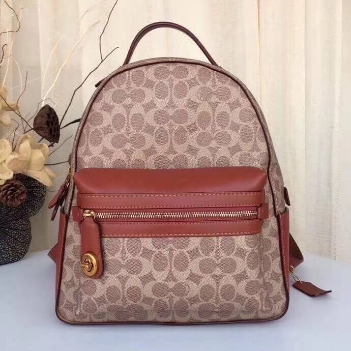 Large Coach backpack Zip fastening Gold-toned (แอดไลน์ก่อนสั่งซื้อ)