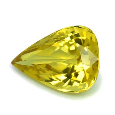 Natural Tourmaline (Untreated) พลอยทัวมาลีน ไม่ผ่านการอบ รูปหยดน้ำ หนัก 2.08 กะรัต สีเหลืองทอง หวานสวย เนื้อสะอาดมองตาเปล่าไม่มีตำหนิ