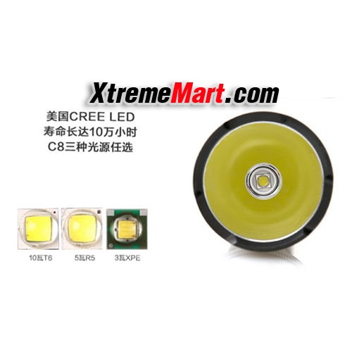 ชุดเซตไฟฉาย SupFire C8 T6 LED flashlight 1100LM 5 โหมด แสงสีขาว (สีดำ)