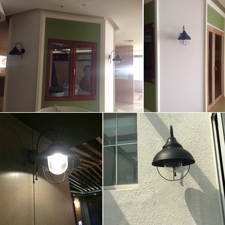 โคมไฟติดผนังสไตล์ American retro ก้านโค้งสีดำมีตะแกรง [KM-1481]