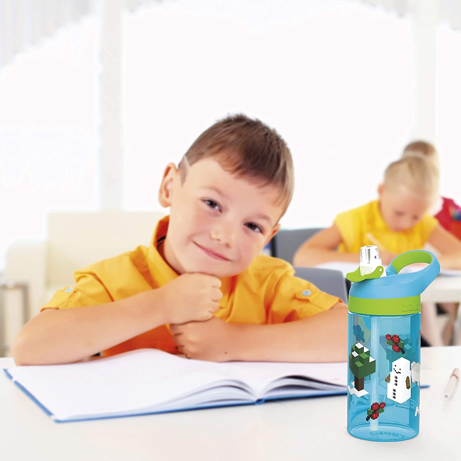 กระติกน้ำพร้อมหลอดดื่มสำหรับเด็ก Zak! Minecraft Pig Atlantic Bottle 16 oz.