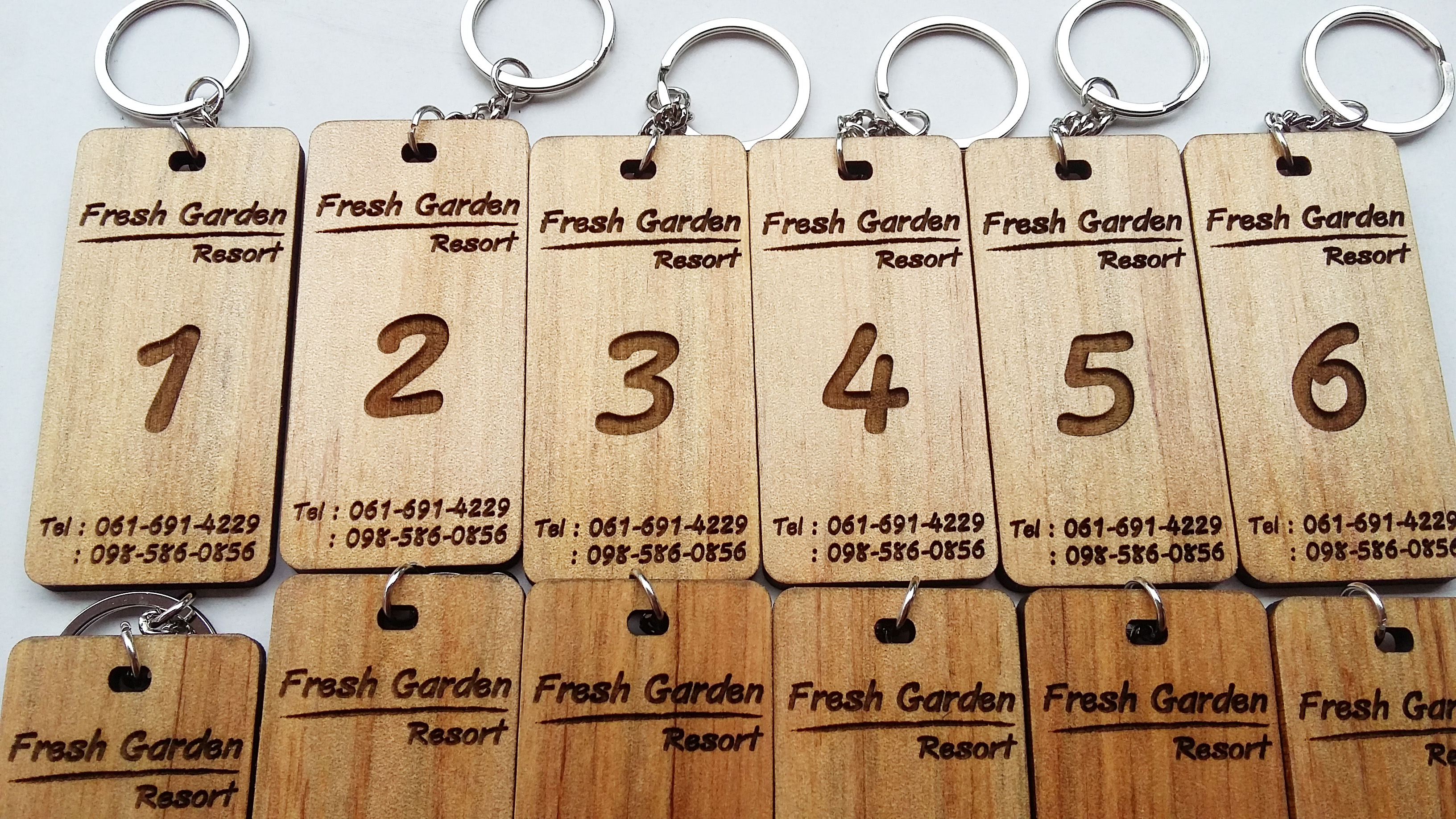 พวงกุญแจไม้ พวงกุญแจรีสอร์ท พวงกุญแจห้องพัก พวงกุญแจโรงแรม - เฟรชการ์เด้น รีสอร์ท