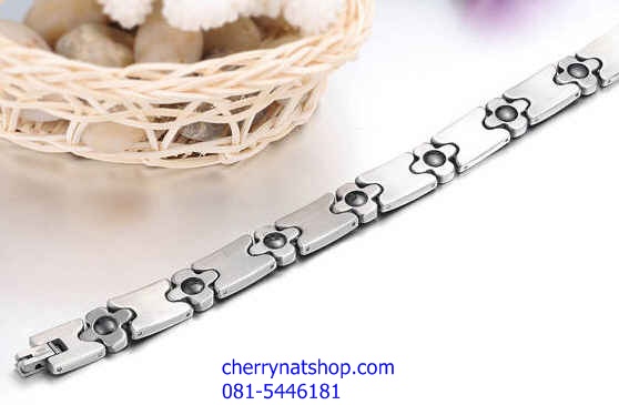 พร้อมส่งสร้อยข้อมือแม่เหล็กเพื่อสุขภาพ สร้อยข้อมือไทเทเนียมเจอรเมเนียม รุ่นWC