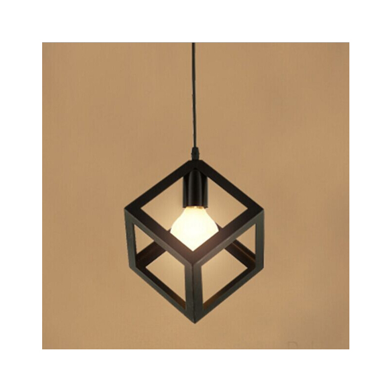 โคมไฟห้อยเพดานเหล็กทรงสี่เหลี่ยมจตุรัส สไตล์ Nordic minimalist