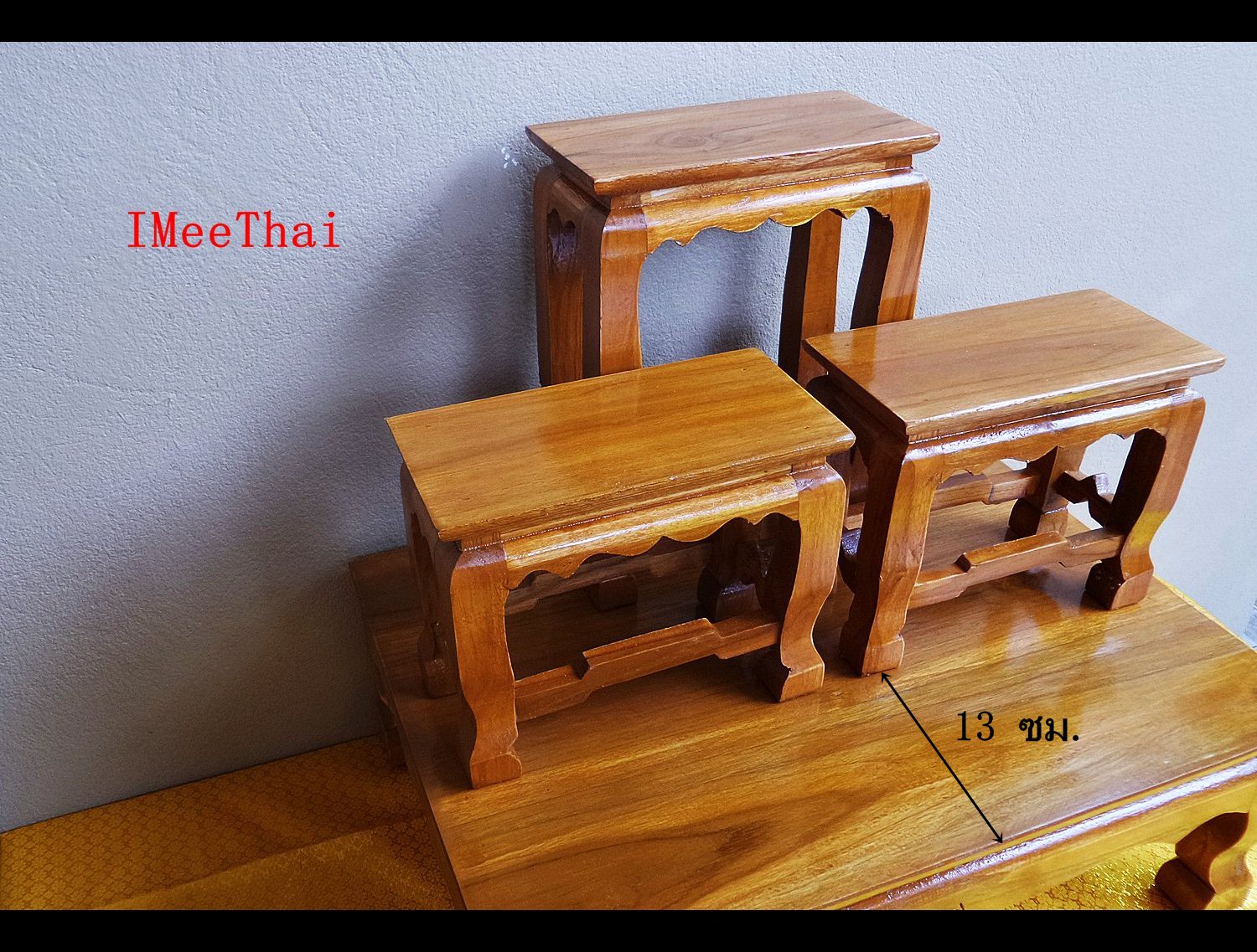 โต๊ะหมู่บูชา หมู่ 3 (หน้า4x8) ไม้สักทอง