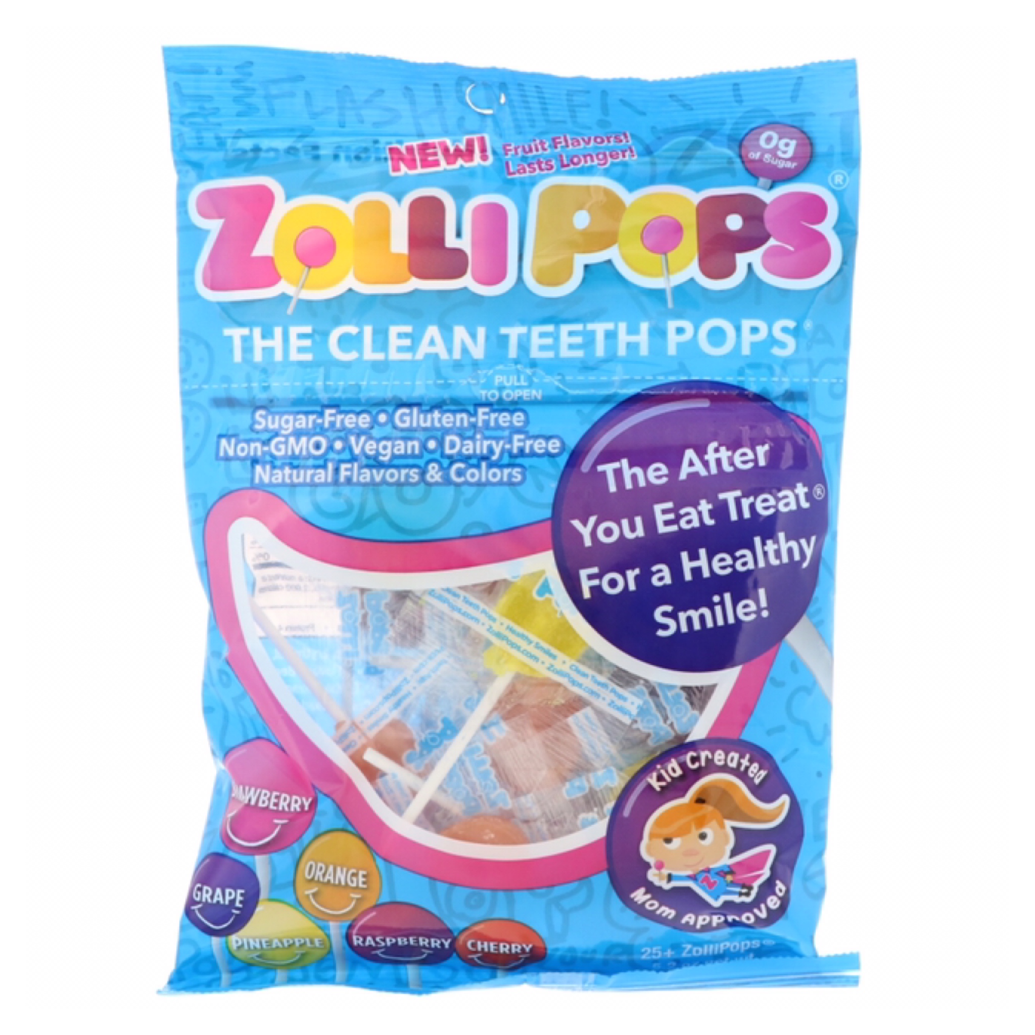 ลูกอมป้องกันฟันผุสำหรับเด็ก Zolli Pops THE CLEAN TEETH POPS (3.1 Oz.)