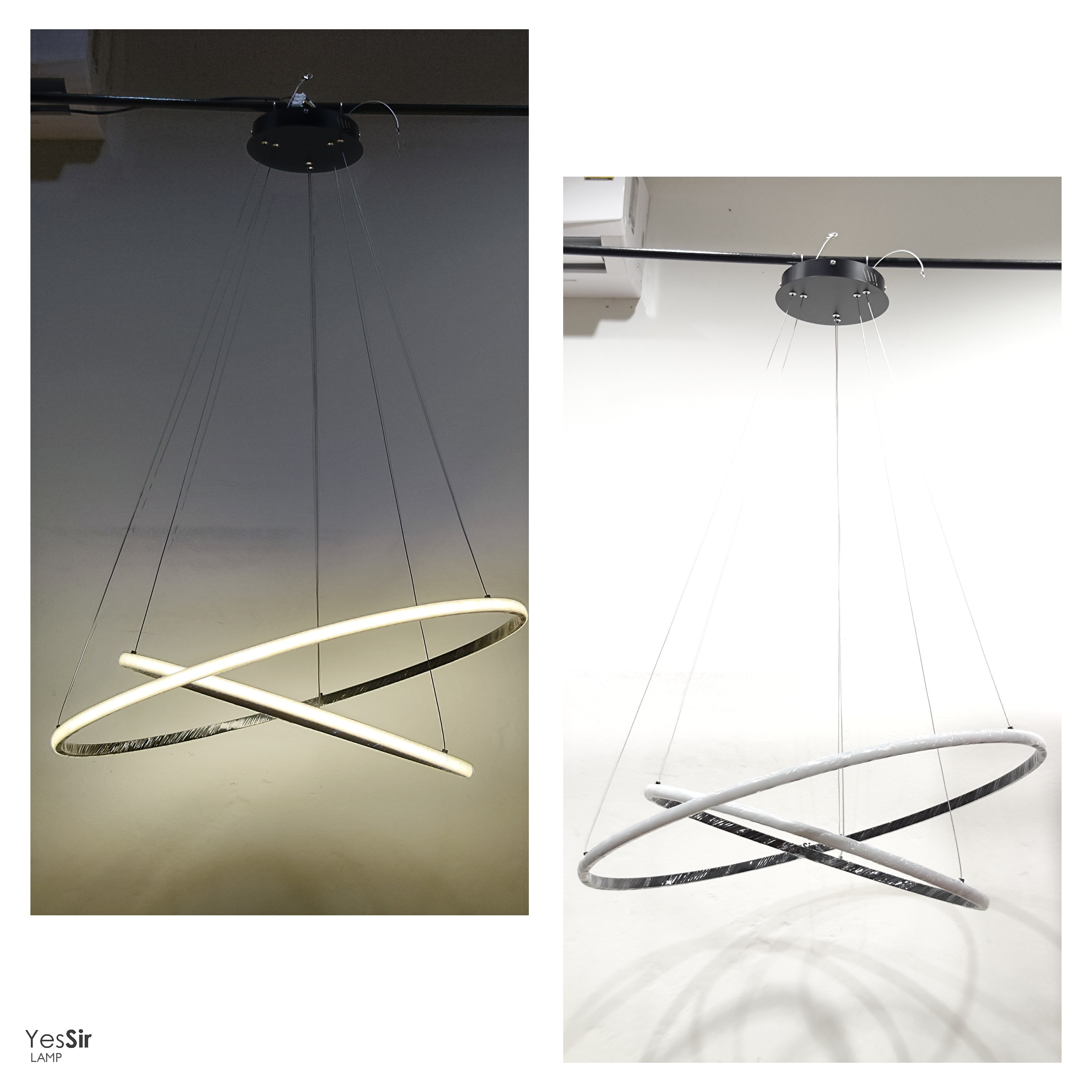 โคมไฟแขวนเพดานทรงวงแหวนกลม LED สไตล์โมเดิร์นปรับเอียงได้ [C-8821]