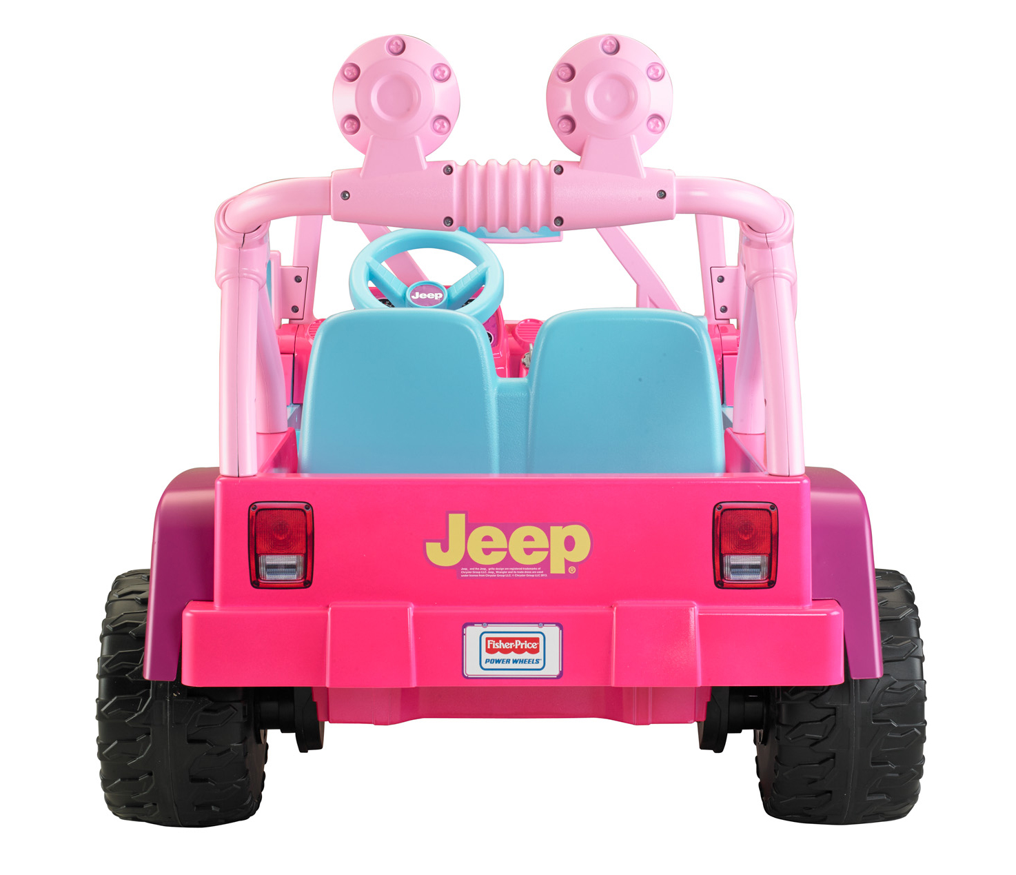 รถจี๊ปบาร์บี้พลังแรงสูงแบบ 2 ที่นั่งสำหรับลูกสาว Fisher-Price รุ่น Power Wheels Barbie Jammin' Jeep Wrangler 12-Volt Battery Powered Ride-On (Pink)