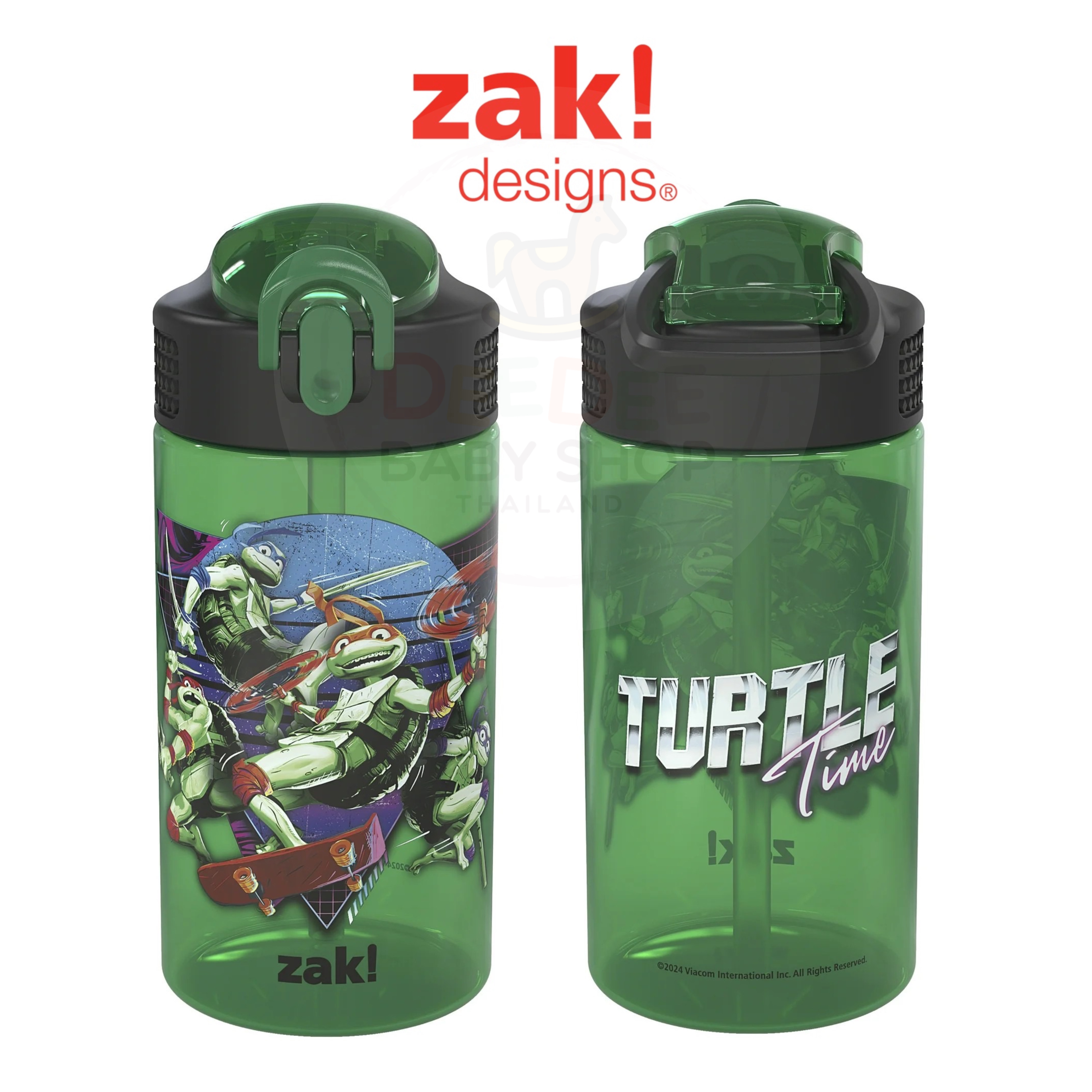 กระติกน้ำพร้อมหลอดดื่มสำหรับเด็ก Zak! Teenage Mutant Ninja 16 Oz. Reusable Water Bottle with Straw