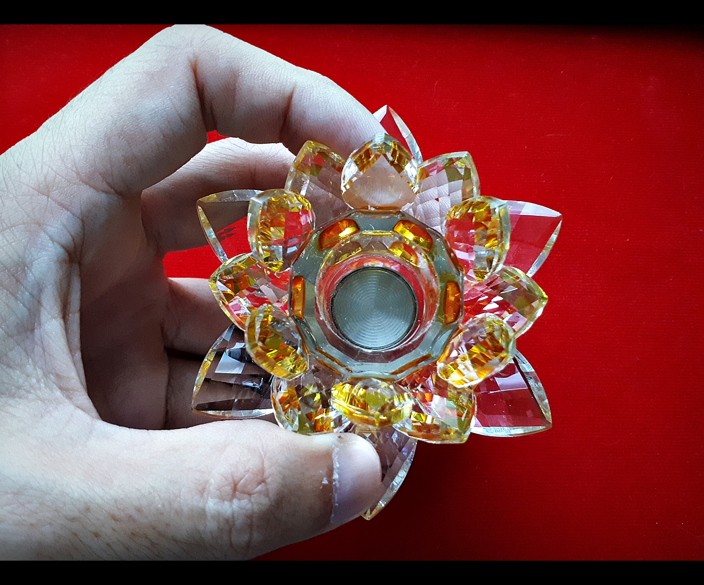 ฐานวางลูกแล้ว ขาตั้งที่วางลูกแก้ว ฐานคริสตัลกลีบดอกบัว2ชั้น คละสีต่างๆ หลากสี หลายขนาด (ขายปลีก ขายส่ง)