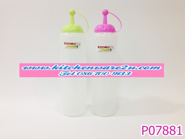 P07881 ขวดซ๊อสใหญ่ สีขาว ทรงสูง (ราคาส่งต่อ 1 โหล: 12 อัน)