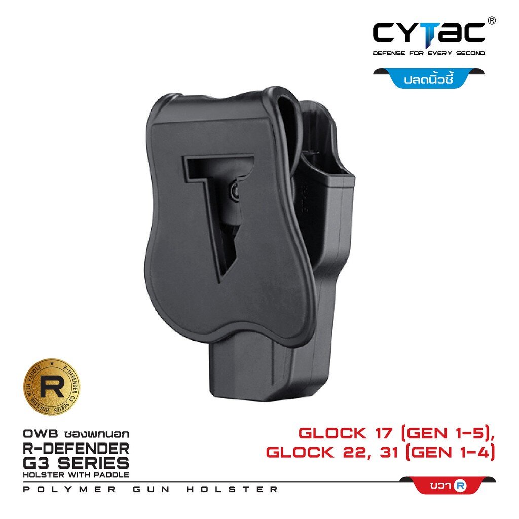 CYTAC thailand ซองพกนอก GL0CK 17,22,31 (ปลดล็อคนิ้วชี้)