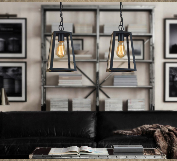 โคมไฟห้อยเพดาน แบบกระจกสี่เหลี่ยม