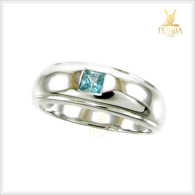 แหวนเพทายแท้ ทรงสี่เหลี่ยม เม็ดเดี่ยว เท่อย่างมีสไตล์ แหวนพลอยแท้