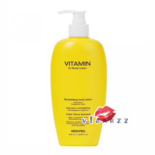 Medi-Peel Vitamin Body Lotion 400mL เมดิพีล โลชั่นบำรุงผิวกาย อุดมด้วยวิตามินซี ช่วยบำรุงให้ผิวกายกระจ่างใสทั่วทั้งตัว ช่วยให้รอยสิวตามลำตัว รอยสิวที่หลังดูจางลง ผิวสม่ำเสมอ เนียนกระชับ