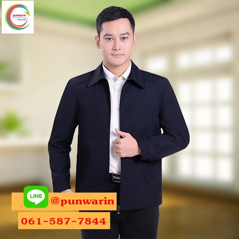 เสื้อแจ็กเก็ตฟอร์มคอปกผู้ชาย J6401001 เทา ดำ กรมท่า L-5xl