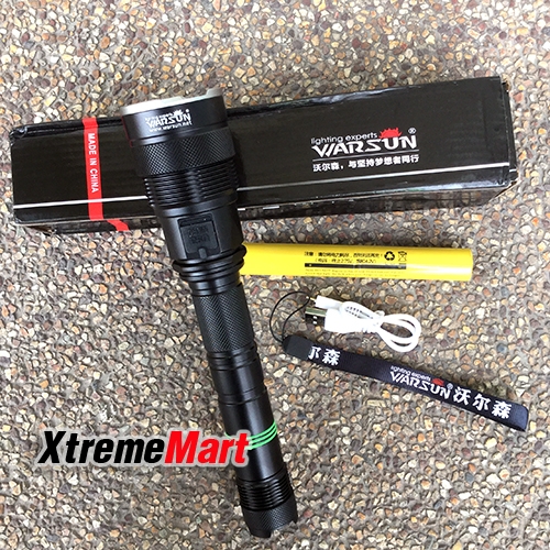 ไฟฉายWarsun Anti-wolf Charging Waterproof LED Bulb Flashlight Torch 5 Modes Led Downlight Livolo Portable Tactical Flashlight 18650