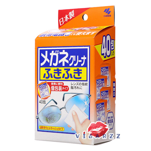 (ฝาส้ม รุ่นปกติ) Kobayashi Clear Wipe Lens Cleanser 1 กล่อง 40 แผ่น ผ้าเช็ดเลนส์แว่น เลนส์กล้อง สะดวกพกพา ทำความสะอาดได้กับทุกอุปกรณ์
