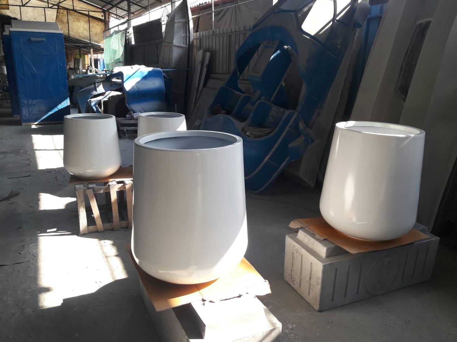 กระถางต้นไม้ไฟเบอร์กลาส ทรงโอ่งกลม fiberglass pot