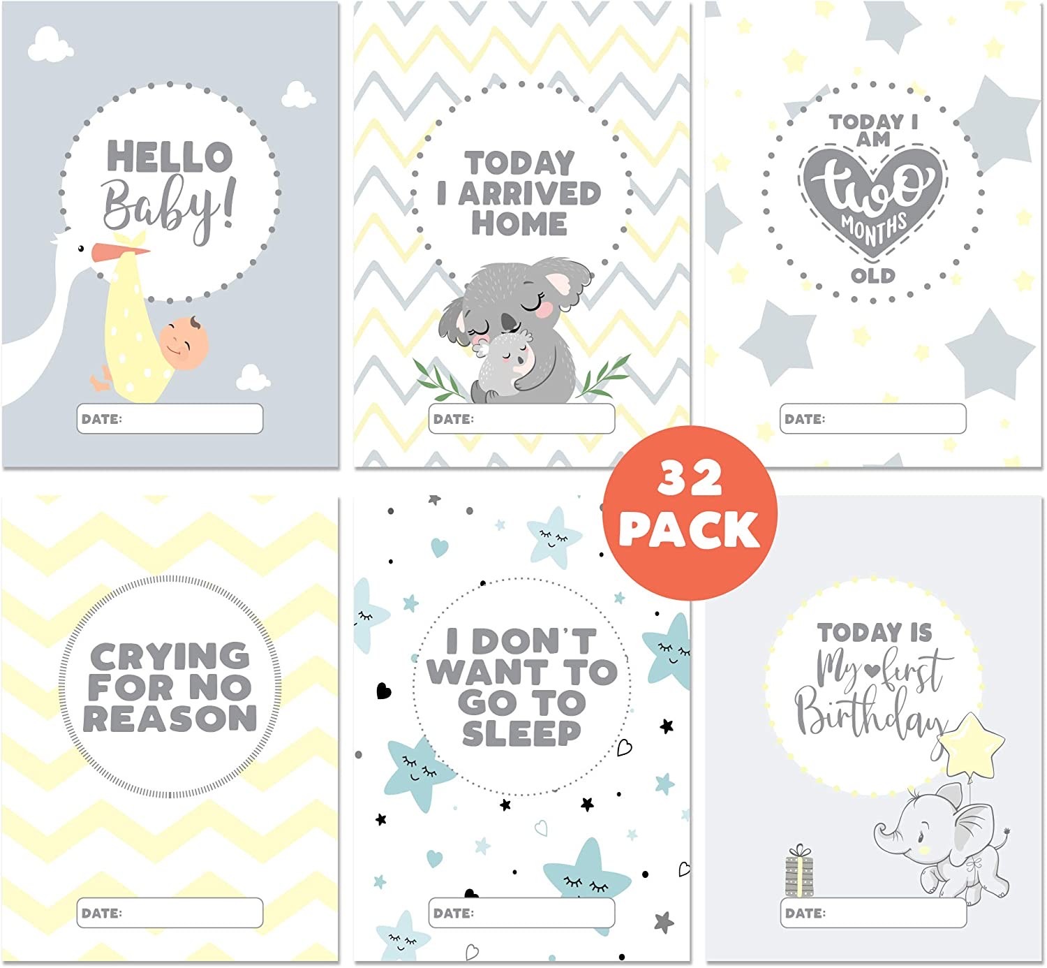 การ์ดไมล์สโตนอายุและพัฒนาการของลูกน้อย Silly Sentiments Baby Milestone Cards