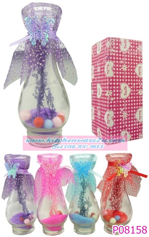 P08158 ขวดแก้วทรงแจกัน คละสี HY077-3 (ราคาขายส่ง 1 โหล/ 12 ชุด) 180 บ/โหล ส่ง 15 บาท ขายส่งทุกอย่าง 20 บาท