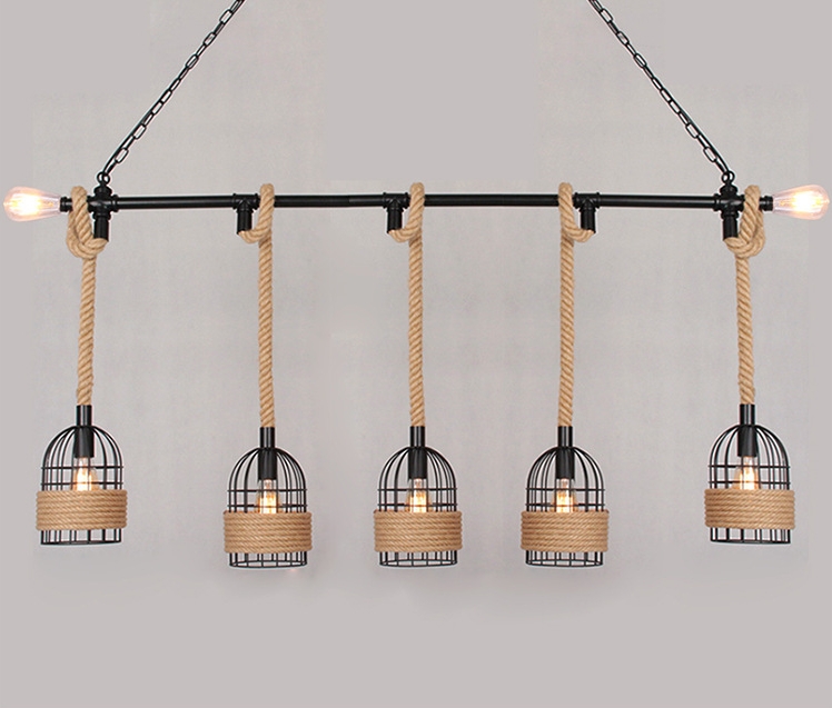 โคมไฟระย้าแขวนเพดานเชือกลินิน 5 ดวง , 7 ดวง [ROP2406]