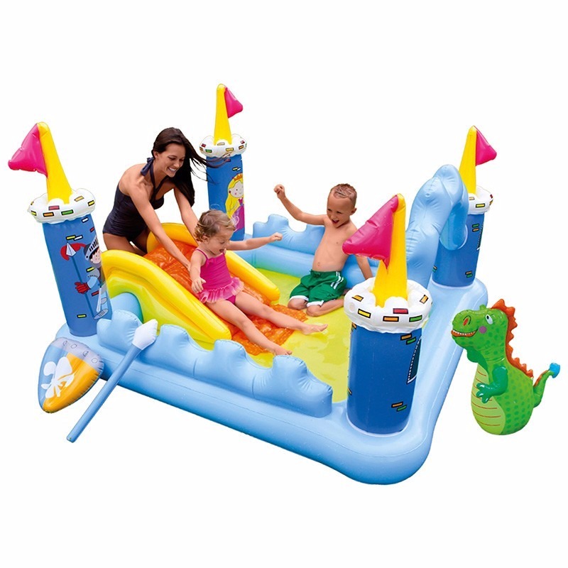 สระน้ำเป่าลมพร้อมสไลเดอร์และน้ำพุ Intex Fantasy Castle Play Center