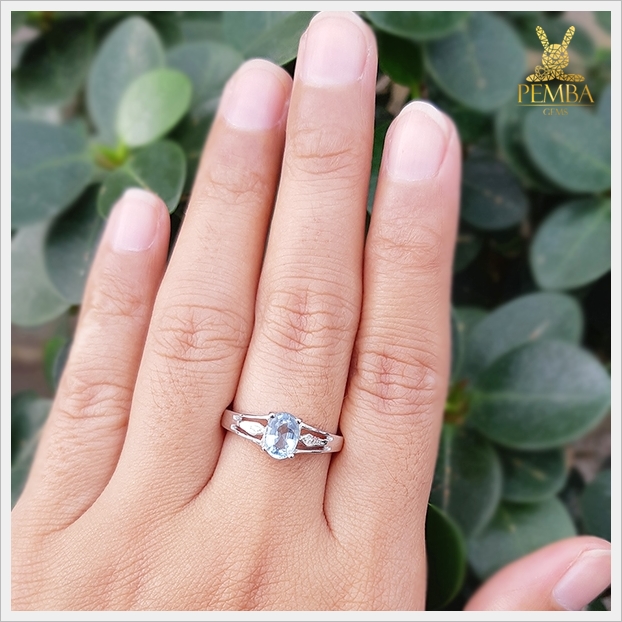 แหวนอะความารีนแท้ อัญมณีสีฟ้าใสน้ำทะเล ใส่ติดนิ้วเพิ่มเสน่ห์น่าหลงใหล