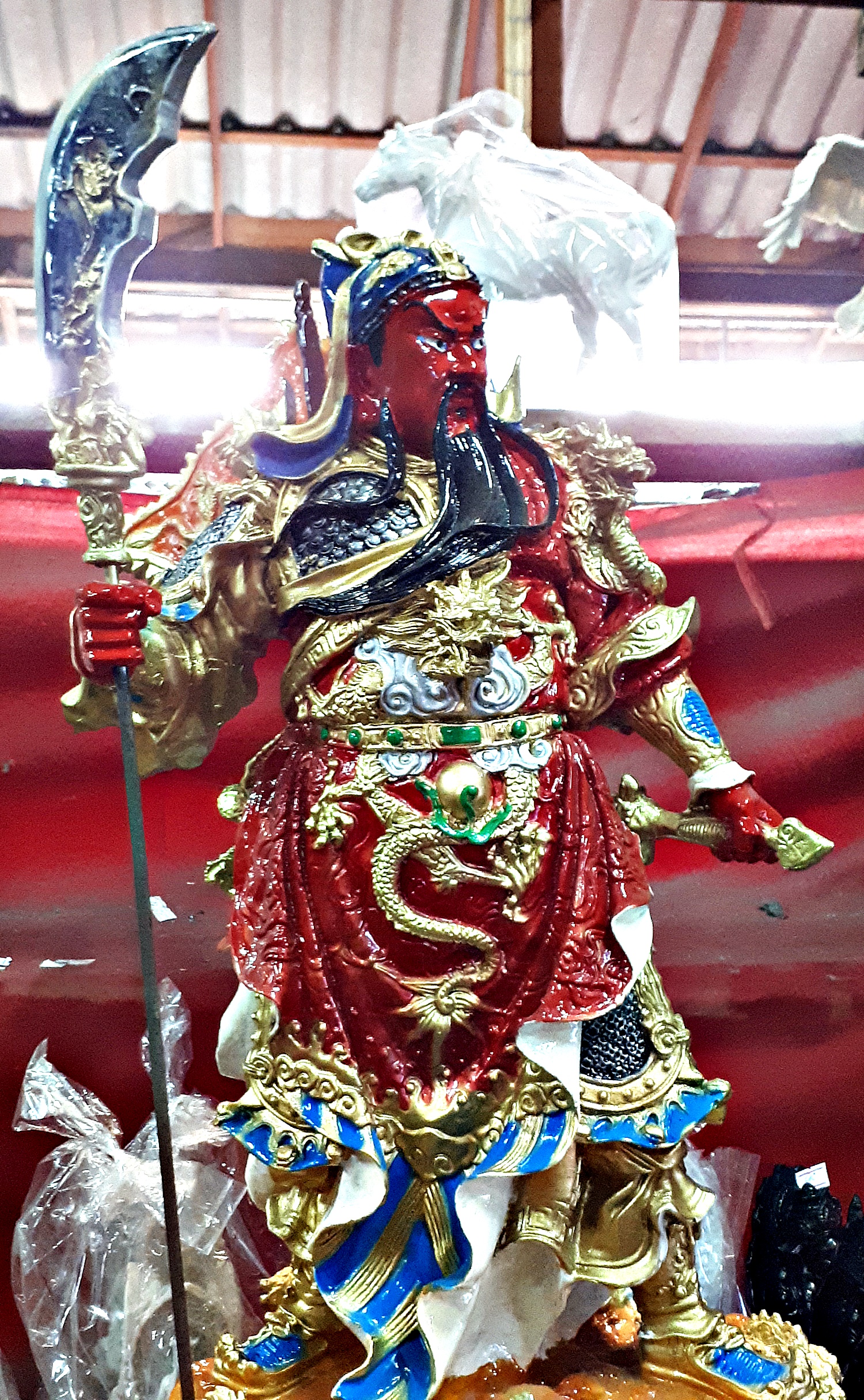 รูปหล่อ เทพเจ้า กวนอู ออกศึก ขนาดใหญ่ 22 นิ้ว