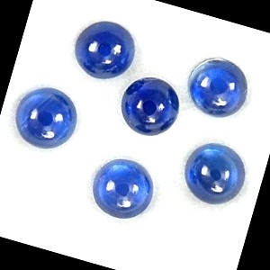Cabochon Blue Sapphire 4 m ไพลินหลังเบี้ย จำนวน 6 เม็ด หนักรวม 2,06 กะรัต ขนาดเม็ดละ 4 มิล สีน้ำเงินเข้มโทนสว่าง ค่อนข้างสวยใช้ได้ ไม่มีตำหนิ