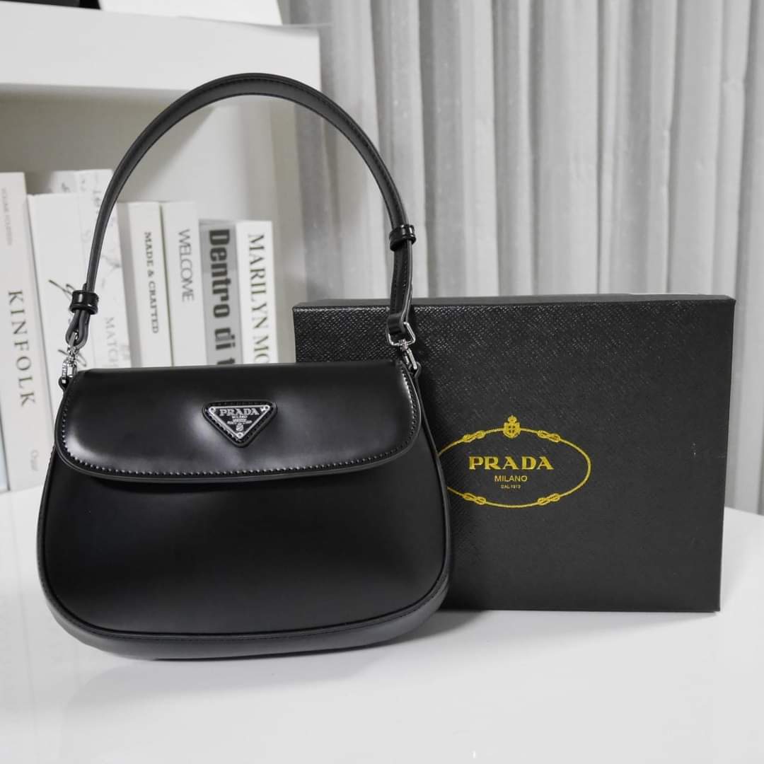 PRADA CLEO BRUSHED LEATHER SHOULDER BAG (แอดไลน์ก่อนสั่งซื้อ)