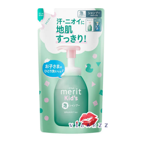 (สีเขียว Refill) Kao Merit Kids Foaming Shampoo 240mL แชมพูเนื้อโฟม สำหรับเด็กสูตรอ่อนโยน มีกรดอ่อนๆ เช่นเดียวกับเส้นผมและหนังศีรษะ ช่วยลดโอกาสการระคายเคืองหรือแพ้