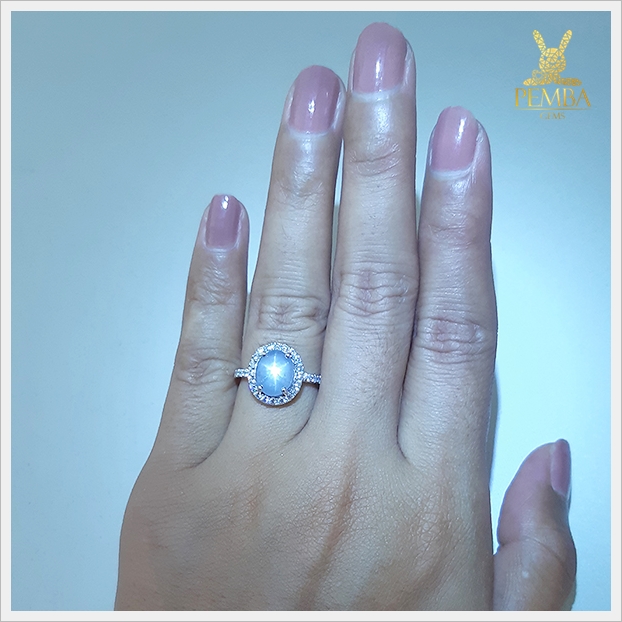 แหวนไพลินยี่หร่าพม่าดิบ เงินแท้925 สตาร์ขาดาวสวยสะดุดตา แหวนพลอยแท้