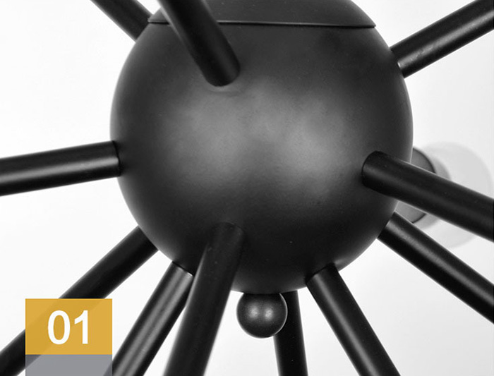 โคมไฟแขวนเพดานโคมไฟระย้าเหล็กก้านตรงสีดำสไตล์ลอฟท์ [JND-183]