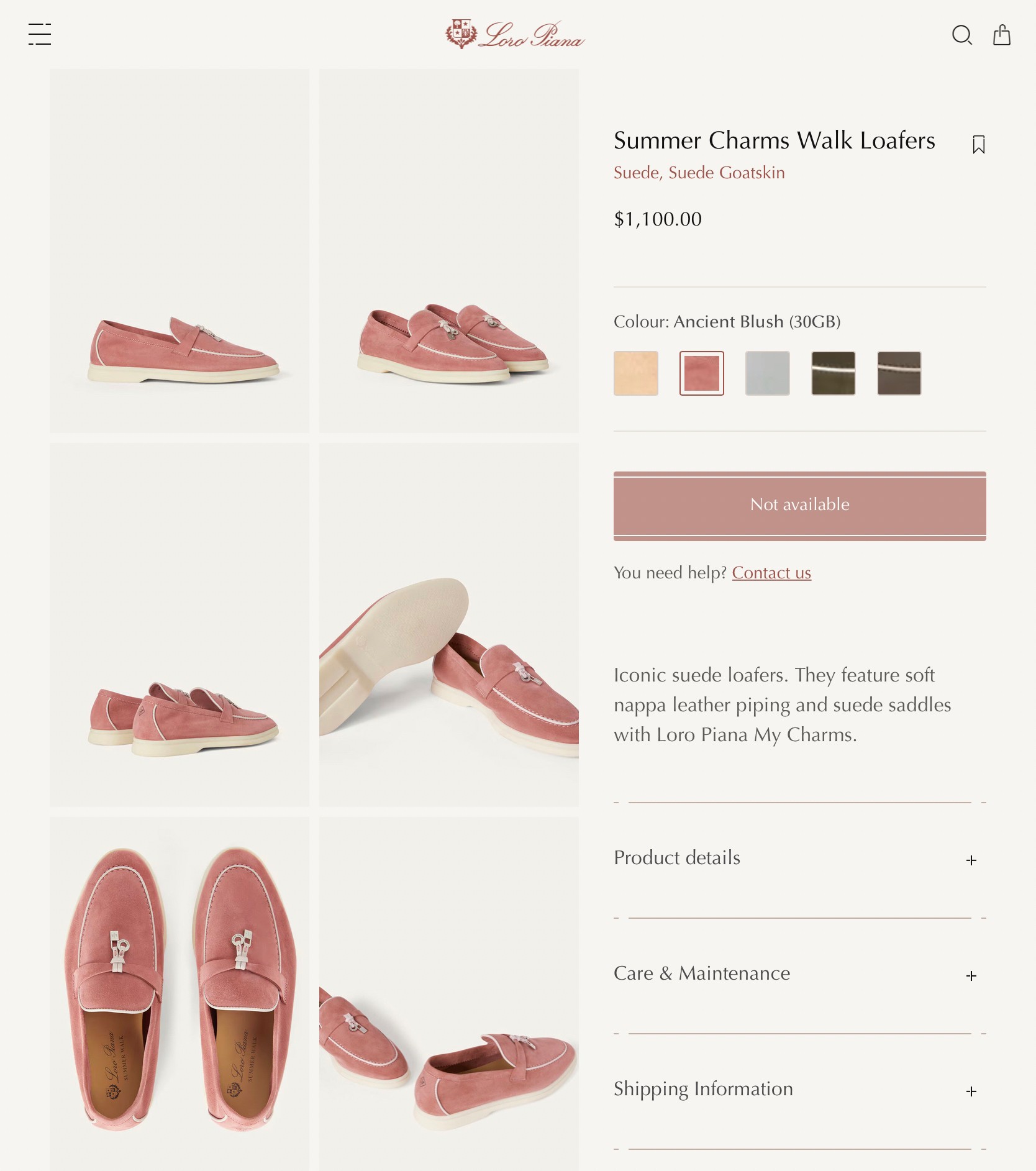 รองเท้า Loro Summer Charms Walk Loafers หนังกลับ สีชมพู