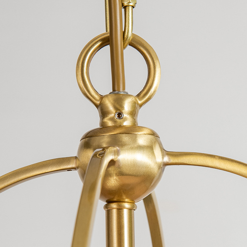 โคมไฟแขวนเพดานสไตล์คลาสสิควินเทจ โครงเหล็กสีทองโป๊ะผ้าโทนสีลินิน ทรงระฆังคว่ำ [D9399-4]