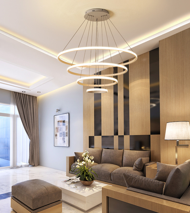 โคมไฟแขวนเพดานทรงวงแหวนกลม LED สไตล์โมเดิร์นปรับเอียงได้ [C-8821]