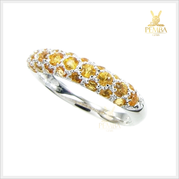 แหวนบุษราคัม เงินแท้925 ชุบทองคำขาว แหวนพลอยแท้