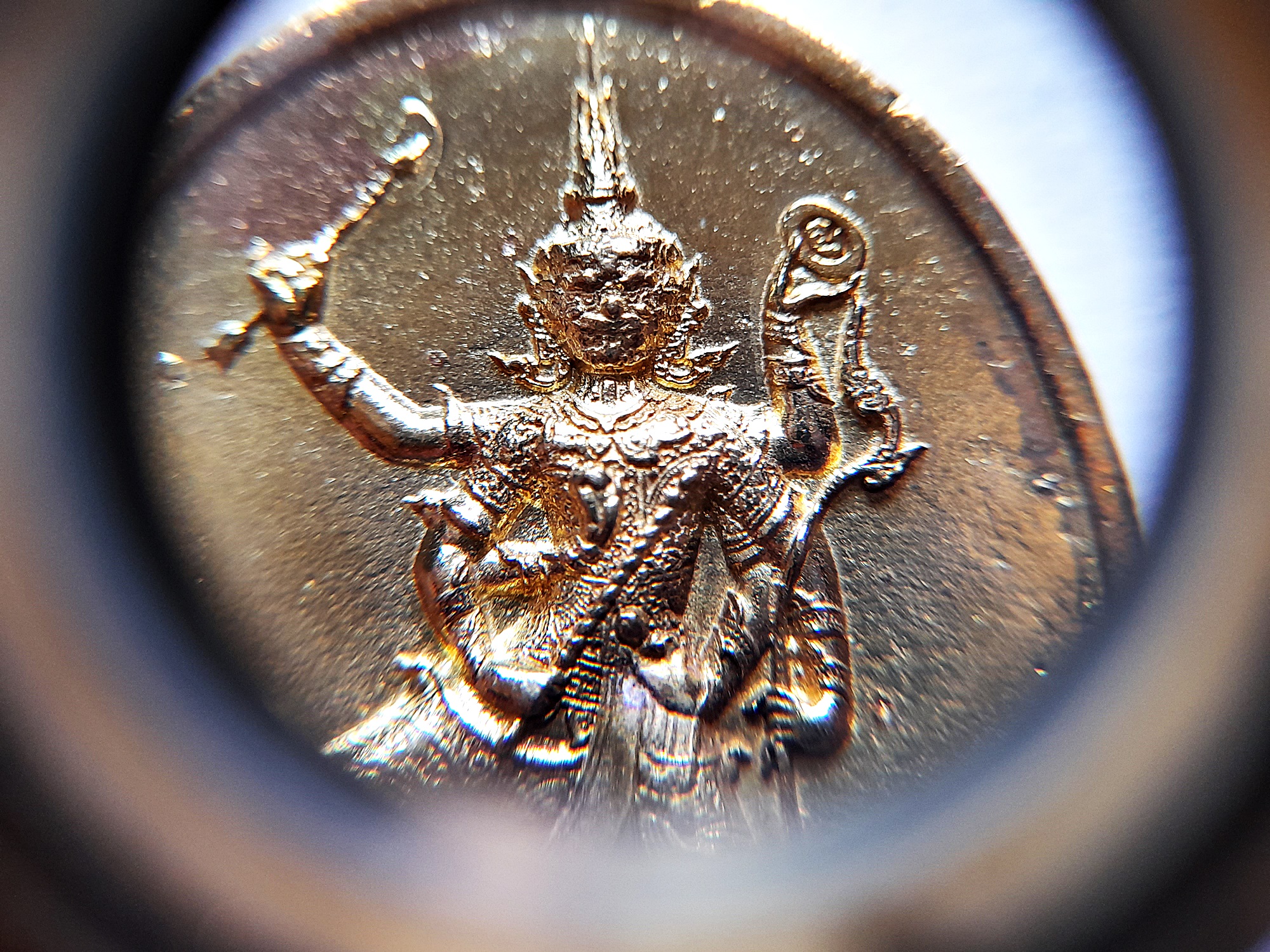 เหรียญ ท้าวเวสสุวรรณ 6กร เนื้อทองเหลือง ปี2564 (เทคนิคทำเหรียญเทหล่อแบบโบราณ) #รับประกันแท้