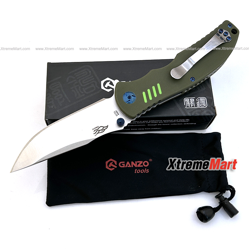 Ganzo 7511 Firebird G7511 ใบมีด 440C ด้าม G10 สีเขียว 58-60HRC Survival Camping มีดยุทธวิธี EDC (เล่มละ)