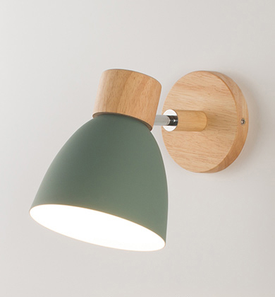 โคมไฟ Nordic ถ้วยแก้ว หัวไม้ Wall lamp