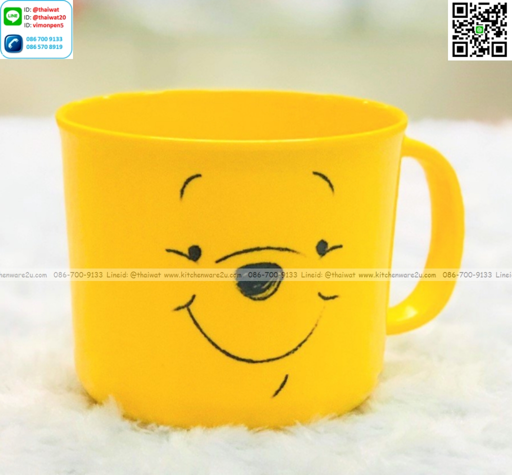 P09084 ถ้วยน้ำ 3 นิ้ว ลายหมีพูห์ เมลามีนและลิขสิทธิ์แท้ Flowerware เครือซูปเปอร์แวร์ No.C2392-3 (ราคาขายส่งต่อ 12 ใบ: เฉลี่ย 75 บต่อใบ)