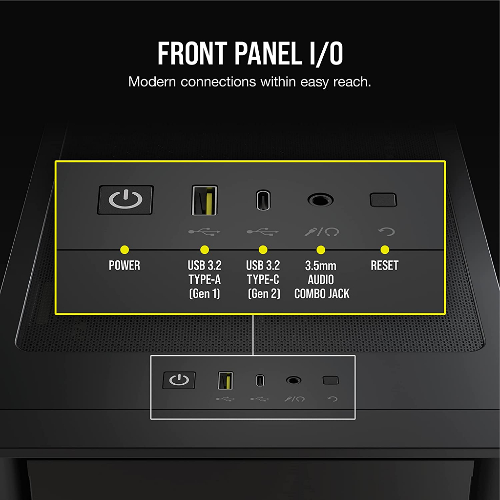 Corsair iCUE 4000D RGB Airflow Mid-Tower Case - 3X AF120 RGB Elite Fans BLACK / WHITE