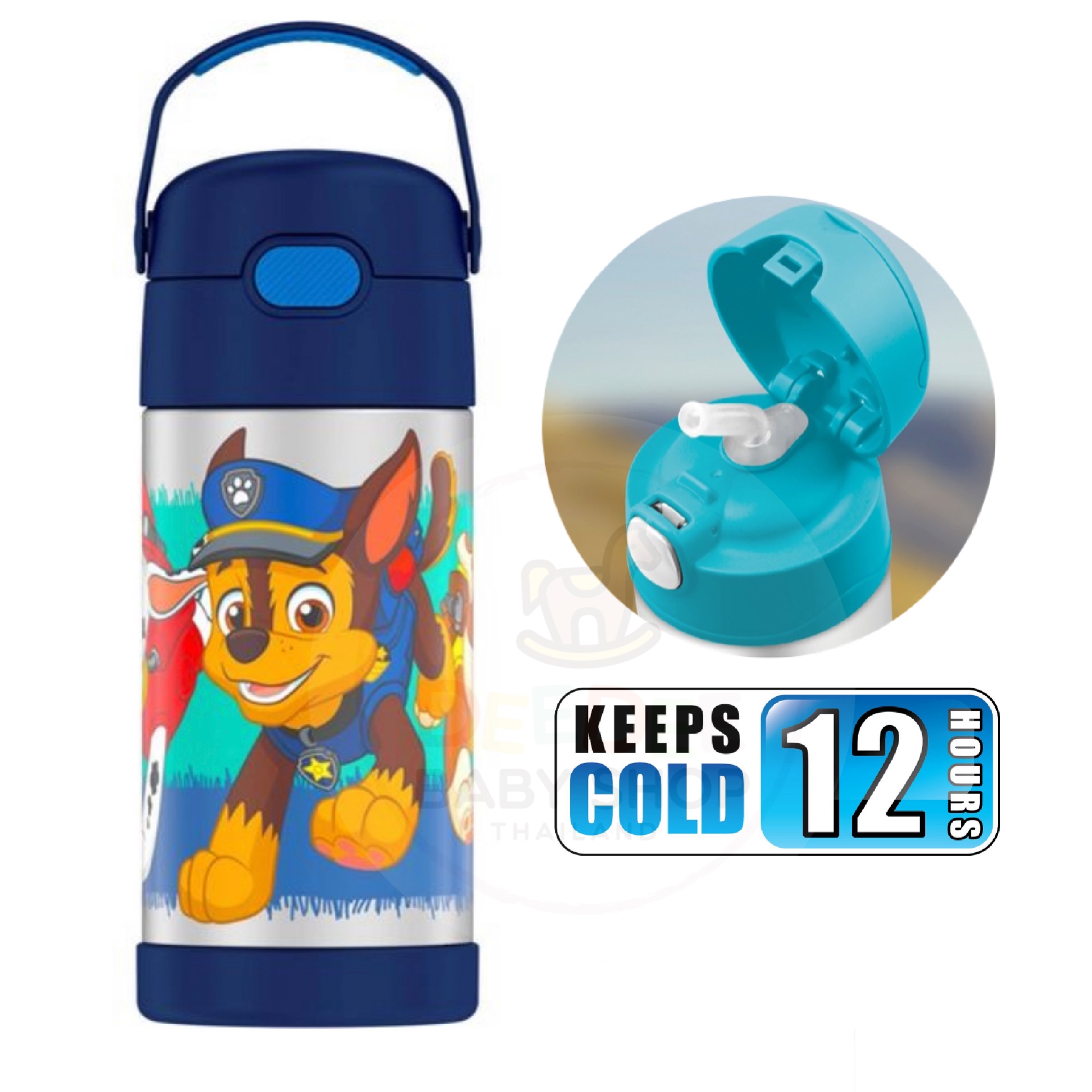 กระติกน้ำสเตนเลสรักษาอุณหภูมิ Thermos Paw Patrol FUNtainer Vacuum Insulated Stainless Steel Bottle 12OZ with Bali Handle (Boy)