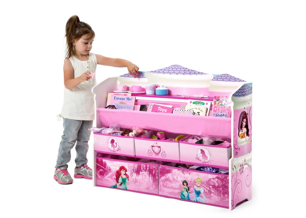 ชั้นวางหนังสือพร้อมกล่องเก็บของเล่นสำหรับลูกน้อย Delta Children Deluxe Book & Toy Organizer (Disney Princess)