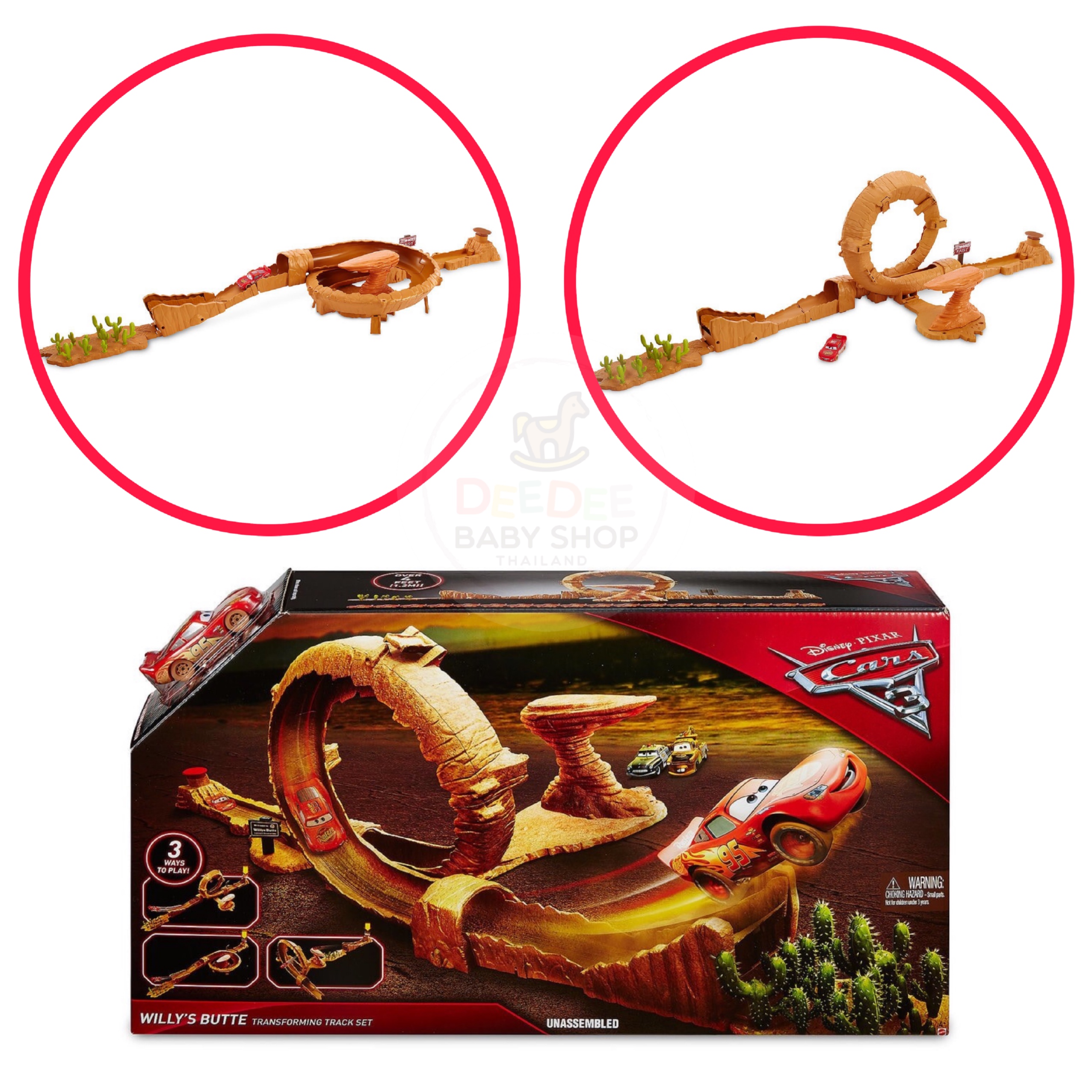 ชุดสนามแข่งรถจำลอง Mattel Disney Cars 3 Willy's Butte Transforming Track Set