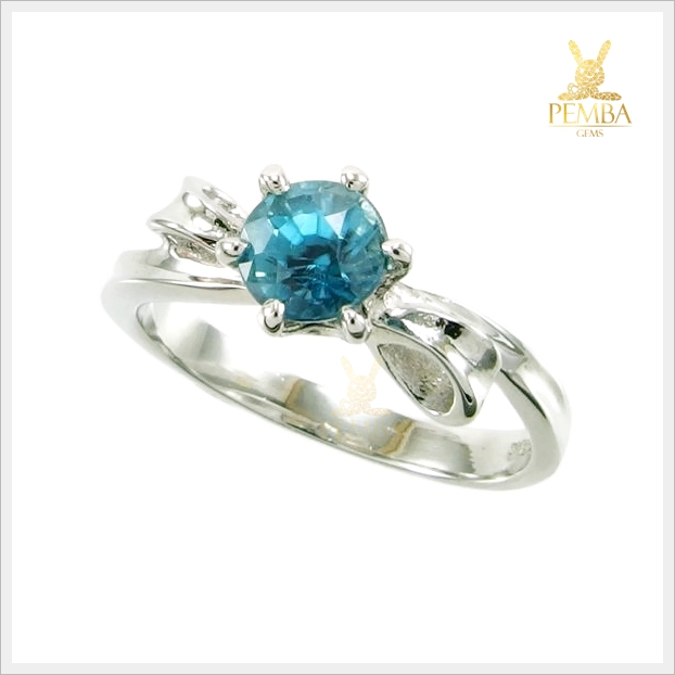 แหวนเพทาย เงินแท้925 ชุบทองคำขาว แหวนพลอยแท้