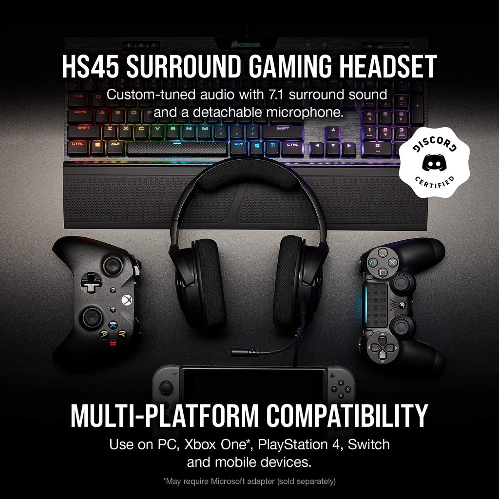 Corsair HS45-7.1 Virtual Surround Sound Gaming Headset CARBON : CA-9011220-AP